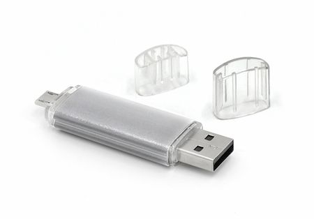 USB2.0 FlashDrives 8Gb Mirex SMART SILVER с двойным разъемом USB/microUSB