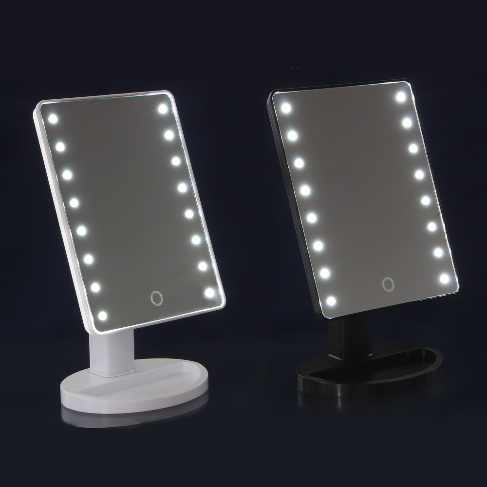 Зеркало с LED-подсветкой, USB, 4хААА, пластик, стекло, 16,7х27см, 2-3 цвета