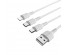 Кабель USB - 3в1 BOROFONE BX16 Easy AM-8pin (Lightning)/microBM/Type-C  1 метр, 2.4А ПВХ белый