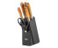 Набор ножей LARA LR05-56 7 предметов: Подставка (сосна) +5 ножей (Soft touch под дерево)+ножницы
