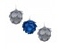 Набор украшений декоративных в форме цветка в глиттере, 3 шт (7 см) синий, серебро