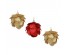 Набор украшений декоративных в форме цветка в глиттере, 3 шт (7 см) красный, золотой
